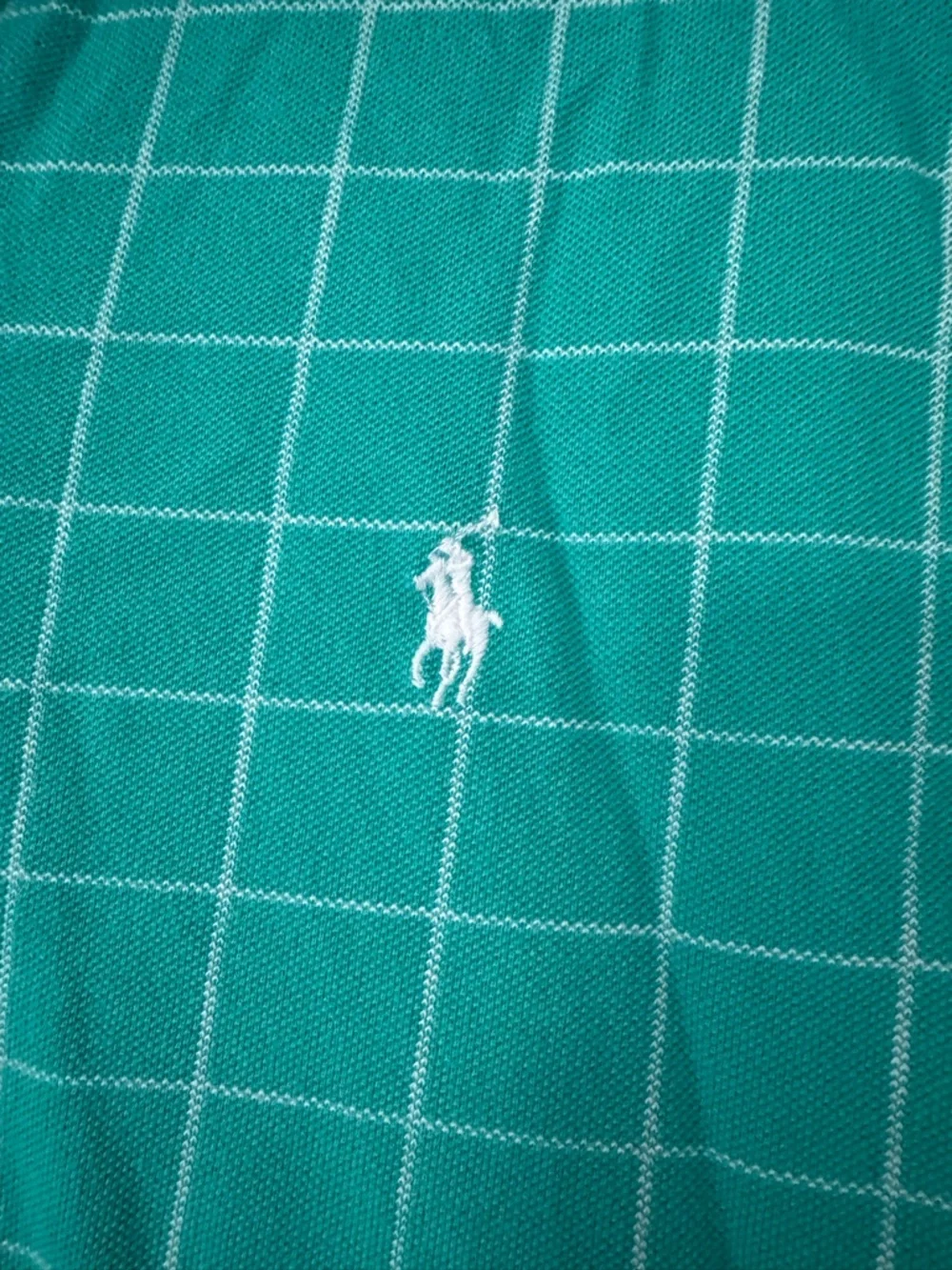 Polo Ralph Lauren Mens Large Teal Green Windowpane Polo Classic Preppy Luxury